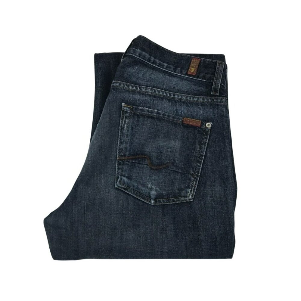 7 For All Mankind Mens RELAXED Jeans Dark Wash Button-Fly Straight Leg 31 - Picture 10 of 13